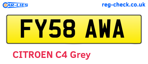 FY58AWA are the vehicle registration plates.