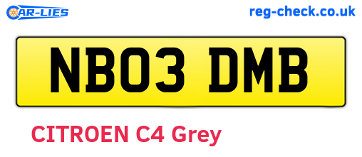 NB03DMB are the vehicle registration plates.