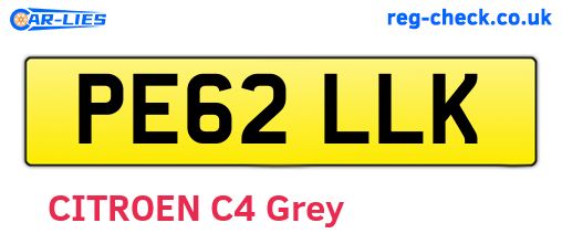 PE62LLK are the vehicle registration plates.