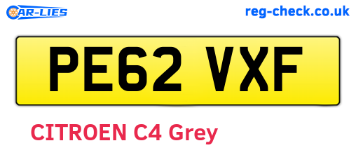 PE62VXF are the vehicle registration plates.