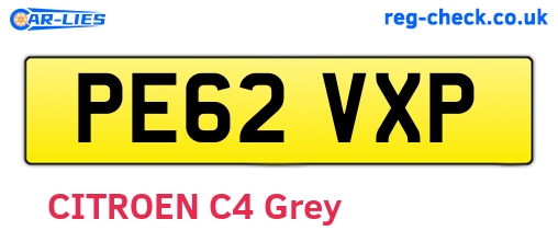 PE62VXP are the vehicle registration plates.