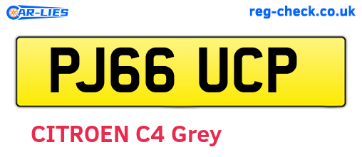 PJ66UCP are the vehicle registration plates.