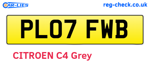 PL07FWB are the vehicle registration plates.