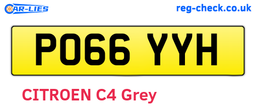 PO66YYH are the vehicle registration plates.