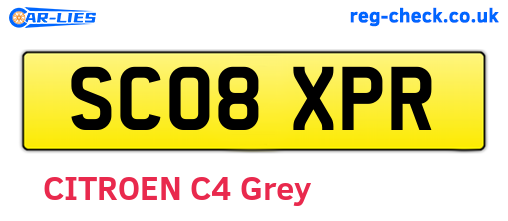 SC08XPR are the vehicle registration plates.