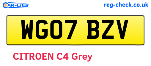 WG07BZV are the vehicle registration plates.