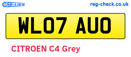 WL07AUO are the vehicle registration plates.