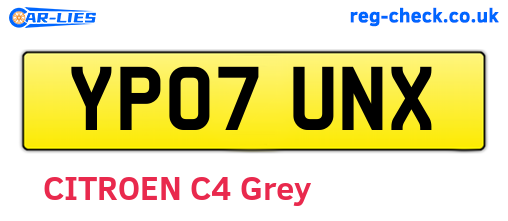 YP07UNX are the vehicle registration plates.