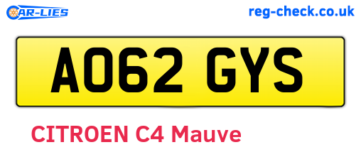 AO62GYS are the vehicle registration plates.