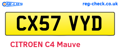 CX57VYD are the vehicle registration plates.