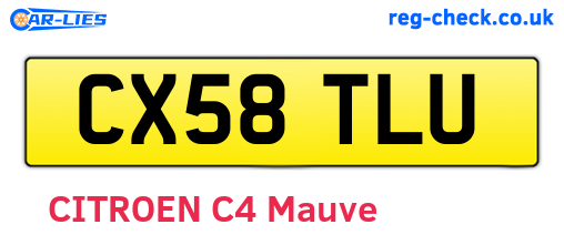CX58TLU are the vehicle registration plates.