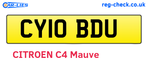CY10BDU are the vehicle registration plates.