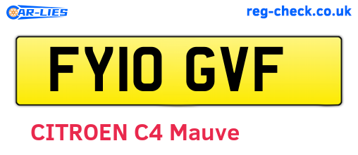 FY10GVF are the vehicle registration plates.