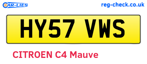 HY57VWS are the vehicle registration plates.