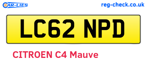 LC62NPD are the vehicle registration plates.