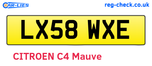 LX58WXE are the vehicle registration plates.