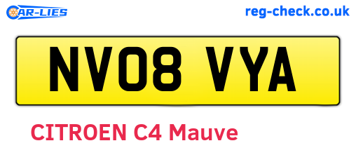 NV08VYA are the vehicle registration plates.