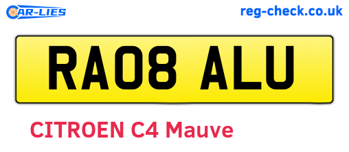 RA08ALU are the vehicle registration plates.
