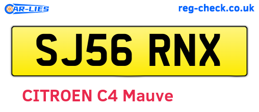 SJ56RNX are the vehicle registration plates.