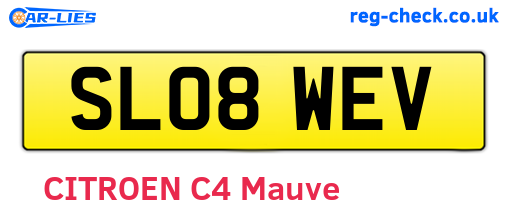 SL08WEV are the vehicle registration plates.