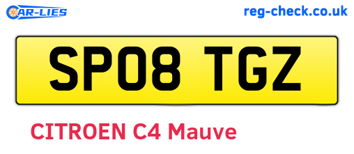 SP08TGZ are the vehicle registration plates.
