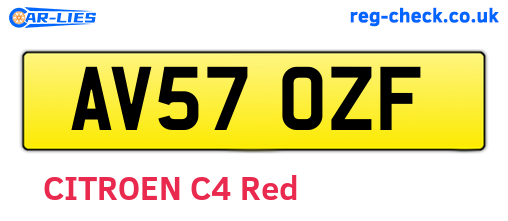 AV57OZF are the vehicle registration plates.