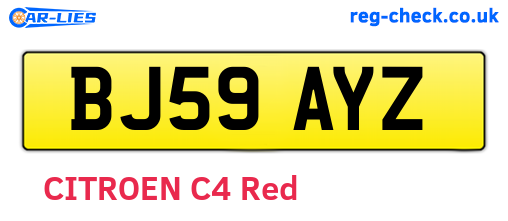 BJ59AYZ are the vehicle registration plates.