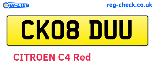 CK08DUU are the vehicle registration plates.