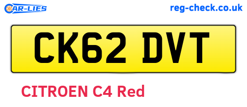 CK62DVT are the vehicle registration plates.