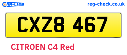 CXZ8467 are the vehicle registration plates.