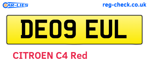DE09EUL are the vehicle registration plates.