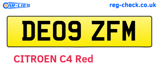 DE09ZFM are the vehicle registration plates.