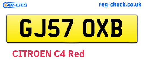 GJ57OXB are the vehicle registration plates.