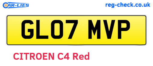 GL07MVP are the vehicle registration plates.