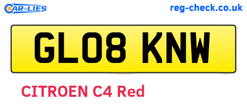GL08KNW are the vehicle registration plates.