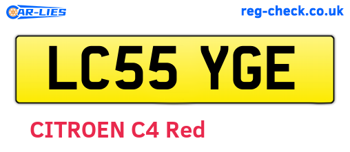 LC55YGE are the vehicle registration plates.