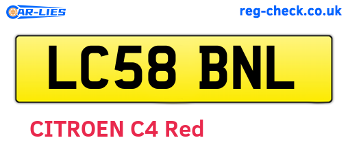 LC58BNL are the vehicle registration plates.