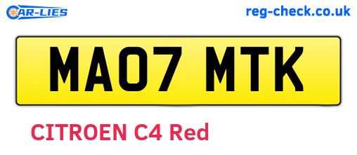 MA07MTK are the vehicle registration plates.