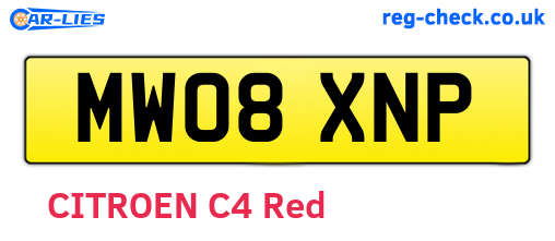 MW08XNP are the vehicle registration plates.