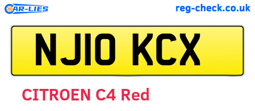 NJ10KCX are the vehicle registration plates.