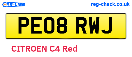 PE08RWJ are the vehicle registration plates.