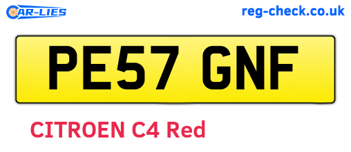 PE57GNF are the vehicle registration plates.