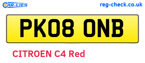 PK08ONB are the vehicle registration plates.