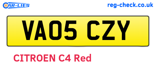VA05CZY are the vehicle registration plates.