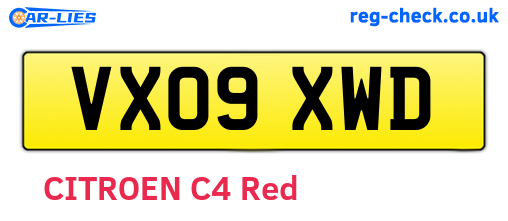 VX09XWD are the vehicle registration plates.
