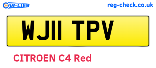 WJ11TPV are the vehicle registration plates.