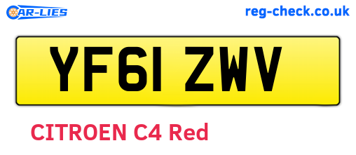 YF61ZWV are the vehicle registration plates.