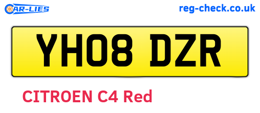 YH08DZR are the vehicle registration plates.