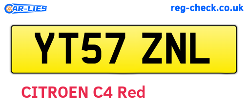 YT57ZNL are the vehicle registration plates.