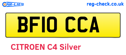 BF10CCA are the vehicle registration plates.
